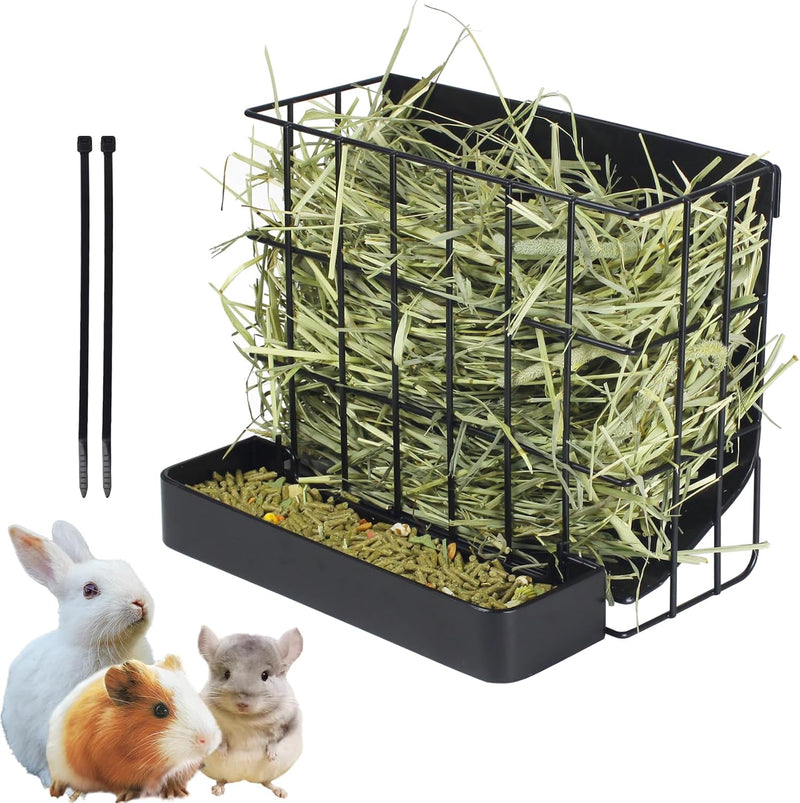 Rabbit Hay Feeder Guinea Pig Hay Holder with Hook Heavy-Duty Metal,Internal Sloping Design,Hay Feeder for Bunny,Rabbit,C
