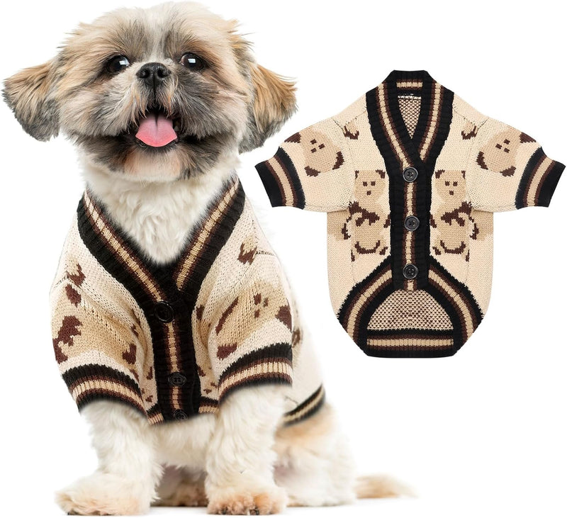 ABRRLO Small Dog Sweaters Cardigans Clothes for Small Medium Dogs Boy Girl