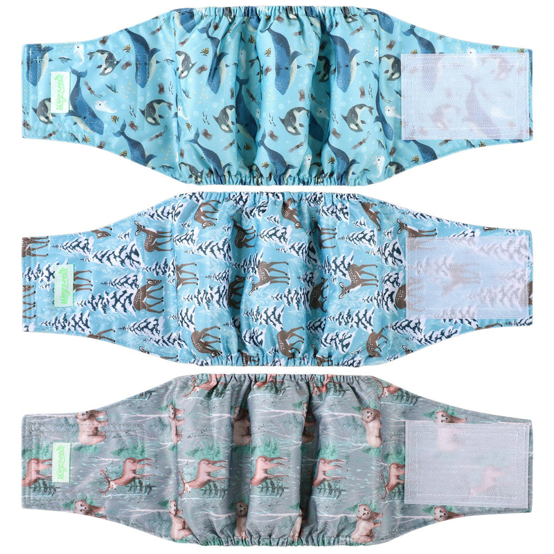 wegreeco Washable Male Dog Belly Band (Stylish Pattern) - Pack of 3 - Dog Diapers Male - Washable Male Dog Belly Wrap (Dolphins, X-Small)