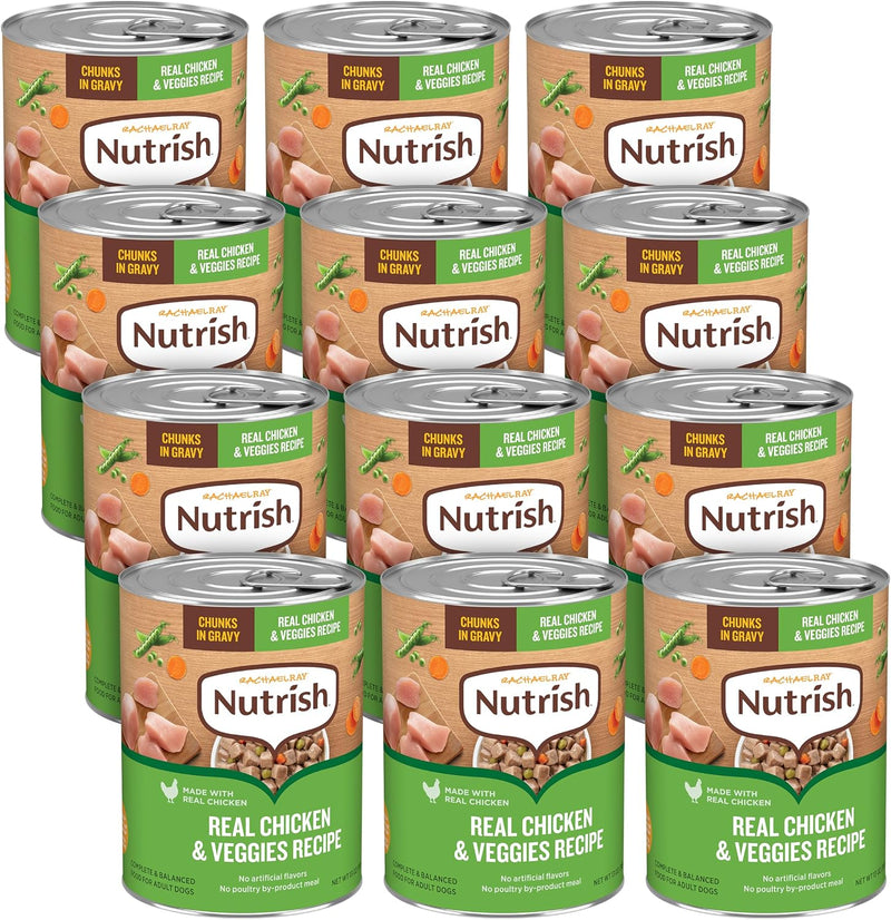 Nutrish Chicken Wet Dog Food Chunks in Gravy, 13 oz. Pack 12 (Rachael Ray)