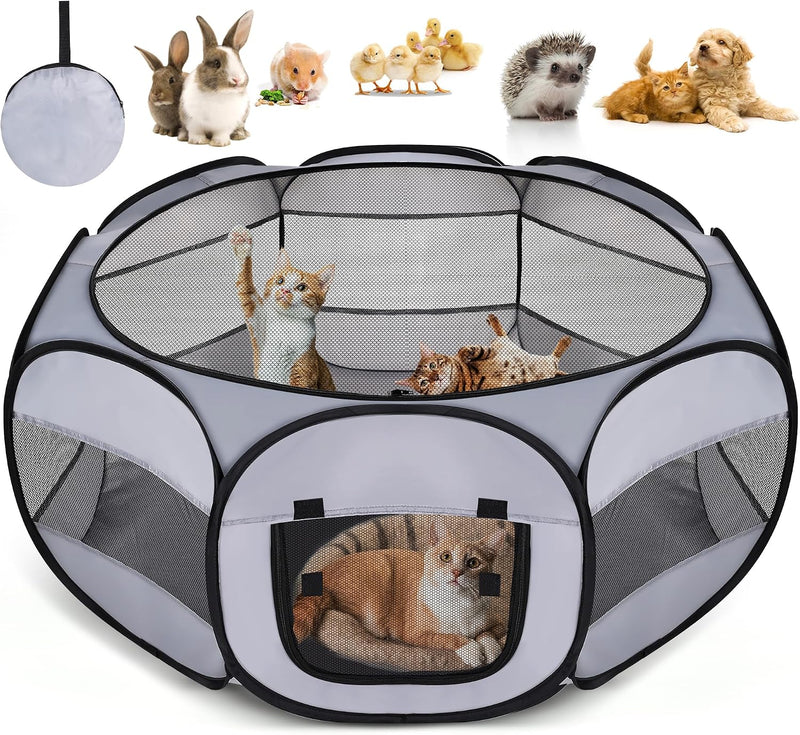 Soft Breathable Small Animal Playpen with Zipper Cover - Portable Rabbit/Bunny Pen & Chick Brooder Box, Lightweight Encl