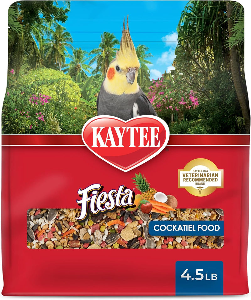 Kaytee Fiesta Cockatiel Food, Nutritious and Fun Blend, Supports Skin, Feather, Digestion, Brain and Heart Health, 4.5 pounds