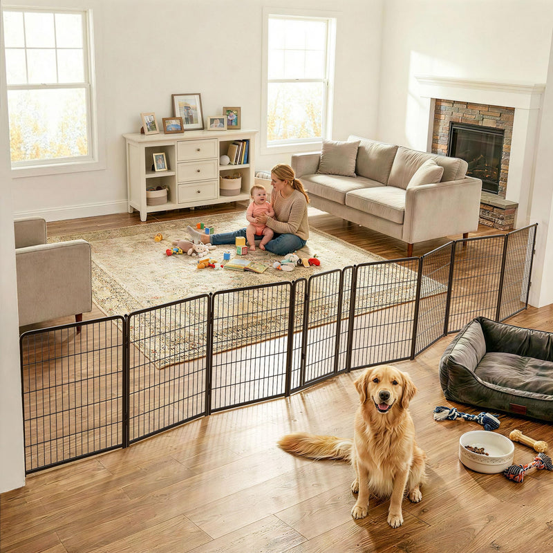 FXW Dog Gate Extra Wide Designed for Indoor Use, Adjustable Width Up to 219-inch Wide (40
