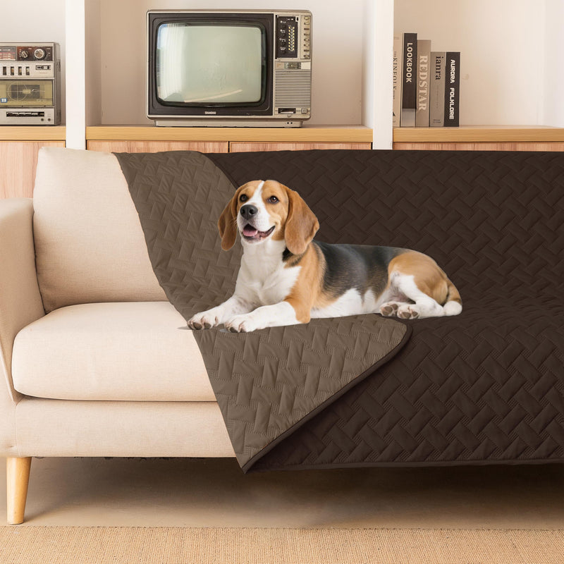 gogobunny 100% Double Sided Waterproof Dog Blanket Soft Pet Bed Cover Reversible Protect Furniture Couch Sofa Car for Puppy Cat (Dark Coffee/Light Coffee, 82x82 Inch (Pack of 1))
