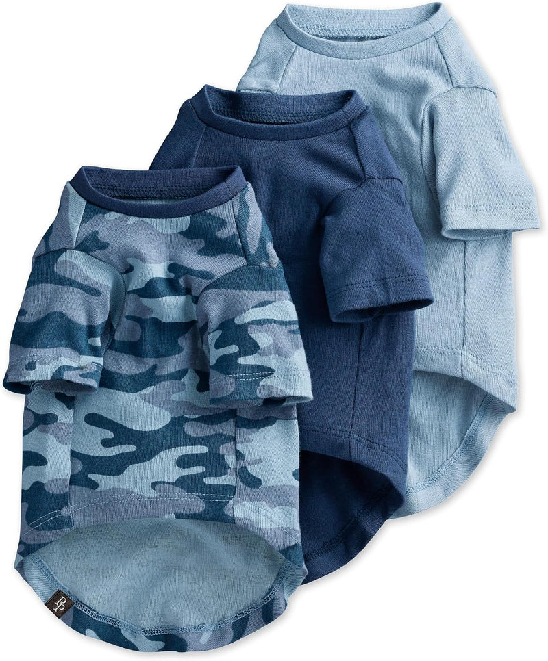 Pet Passion Toby II Dog T-Shirt, 3 Pack, Navy Camo, Small