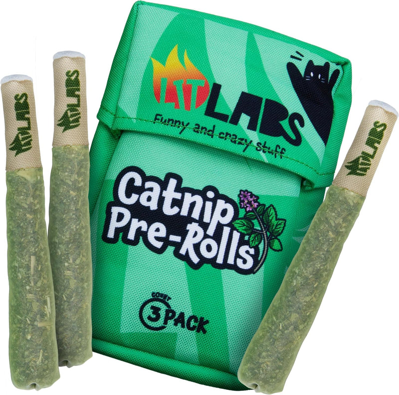 LIT LABS Cat Doobie 3 Pack Catnip Toys for Cats, Funny Cat Toys, Safe Kitten Teething Chew and Kicker Toys, Stress-Relie