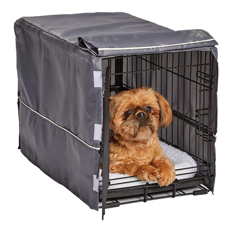 New World XS Dog Crate Cover, Polyester Privacy Kennel Cover Fits Most 22-inch Crates, Light Gray, Machine Washable, Reduces Barking & Chewing