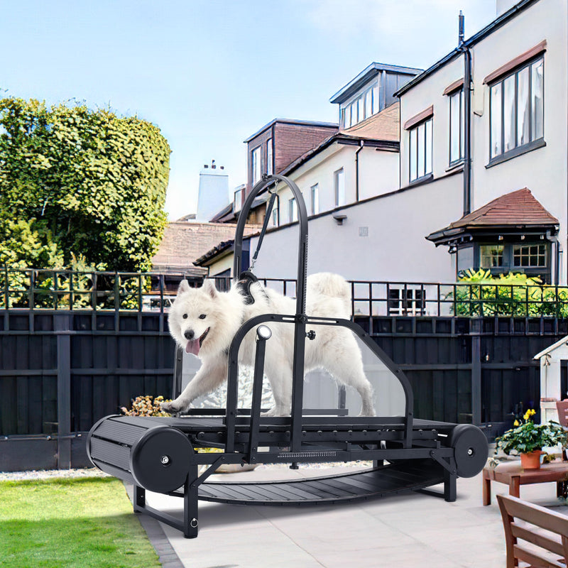 Non-Motorized Dog Treadmill for Large/Medium Dogs with Pedometer, Wide Running Slatmill, Self-Powered with Brake, 5-Level Incline, Slatmill for Indoor Exercise Equipment Up to 300LBS (Size M)