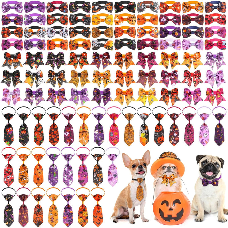 Reginary 100 Pcs Halloween Dog Bow Ties Collar Set,Bowties for Dogs Bulk