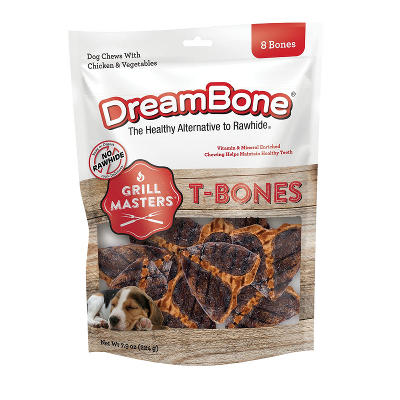 DreamBone Grill Masters T-Bones, Rawhide-Free Chews for Dogs, 8 Count