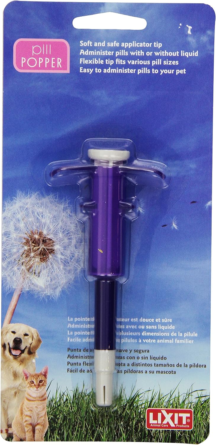 Lixit® Pill Popper - Safe Soft Tip Pill Administer Tool for Cats, Dogs and Other Pets that Require Medication (Purple, 1