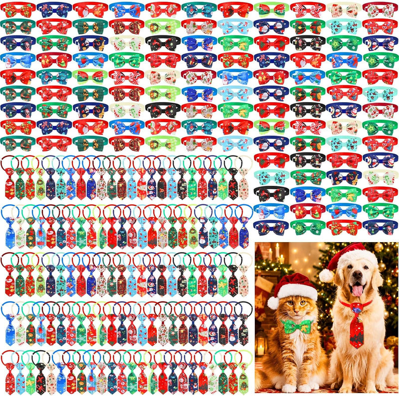 Talltalk 240 Pcs Christmas Dog Bow Ties, Adjustable Xmas Neckties