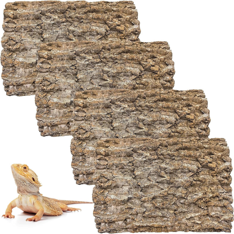 4PCS Cork Terrarium Background 15.7x11.8in Natural Cork Large Bark Climbing Mat Habitat Decoration Chameleons, Lizards,