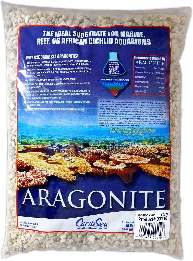 CaribSea Crushed Coral for Aquariums - 10 lbs - Natural Substrate for Marine & Reef Tanks, Supports pH Balance, Enhances