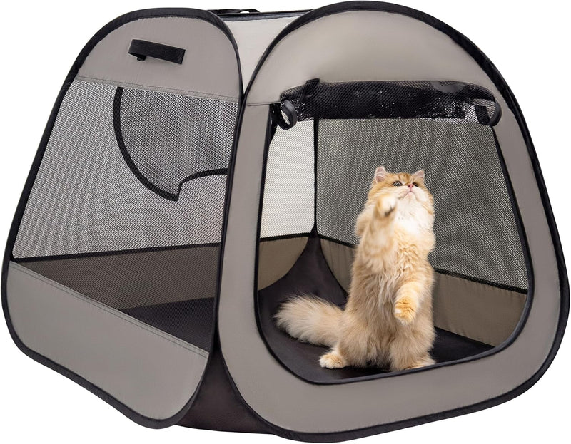 LAFYETTE. - US Based, Portable Cat Playpen, Trapezoidal Stable Design, Foldable Pet Tent for Indoor Outdoor Use, Cat Dog