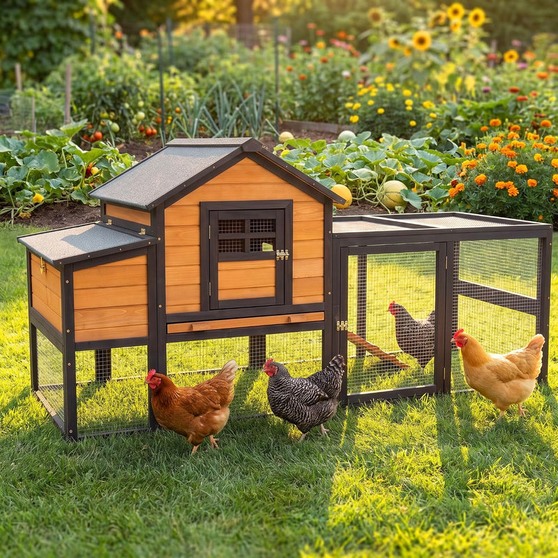 Large Chicken Coop Outdoor Wooden Duck Hen House Poultry Pet Cage 76
