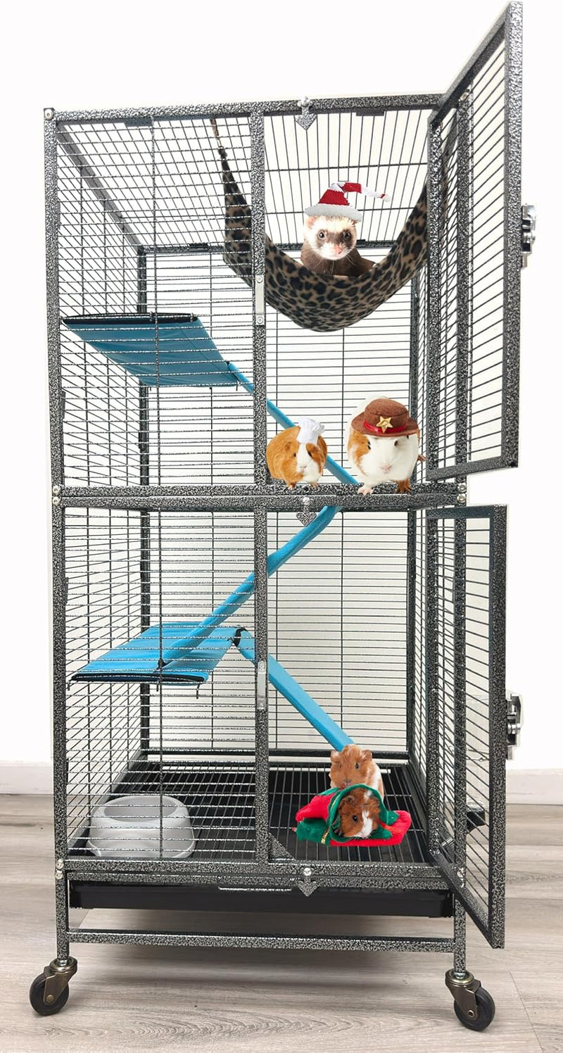 Deluxe Double Unit Two Full Story Small Animal Critter Home Rolling Cage