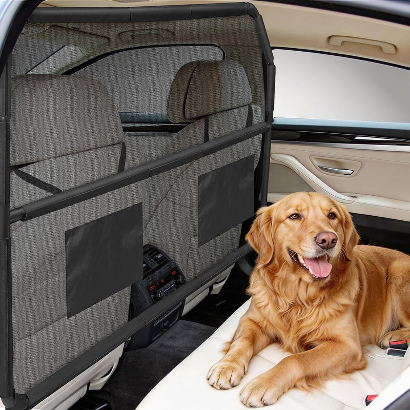 Sunexinlo Dog Car Barrier for SUVs,Trunks and Cargo Area, Universal-Fit Pet Divider Gate, 50Inch Wide Pet Barrier with S