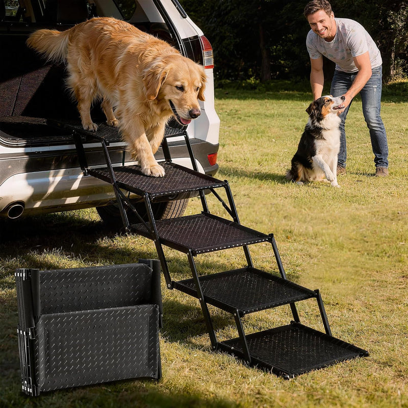 Extra Wide Dog Stairs for Car, 5-Step Pet Stairs for Senior & Large Dogs
