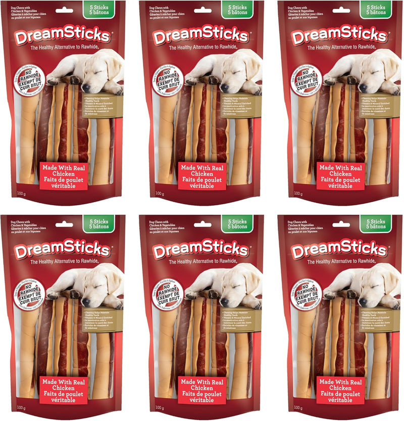 DreamBone DreamSticks Rawhide-Free Dog Treats With Real Protein, 30 Count