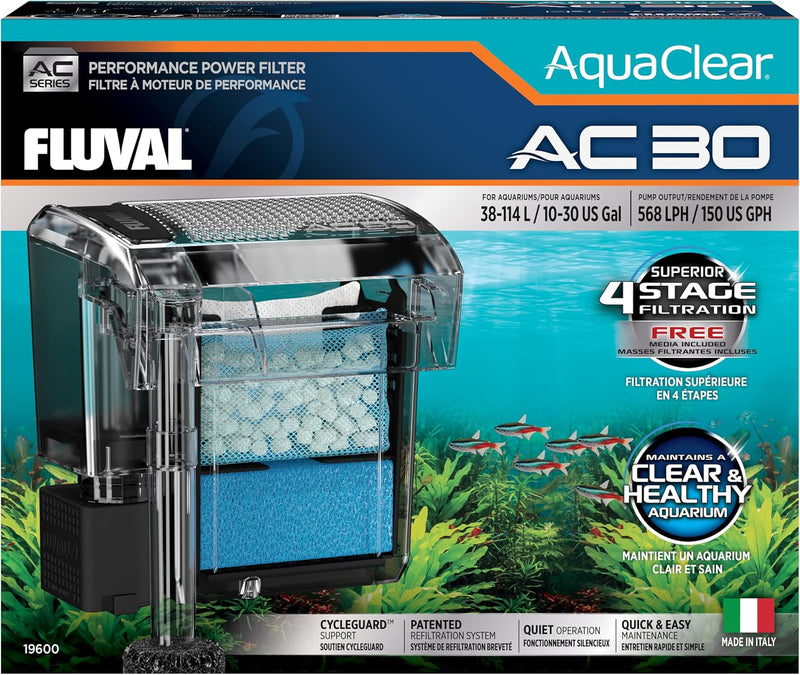 Fluval AquaClear AC30 Power Filter, for 10-30 US Gallon Aquariums