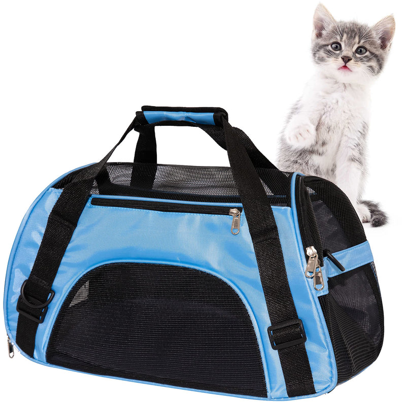 MuchL Pet Carrier Soft-Sided Carriers for Cat Carriers Dog Carrier for Small Medium Cats Dogs Puppies Pet Carrier Airline Approved Cat Dog Pet Travel Carrier (Small, Blue)