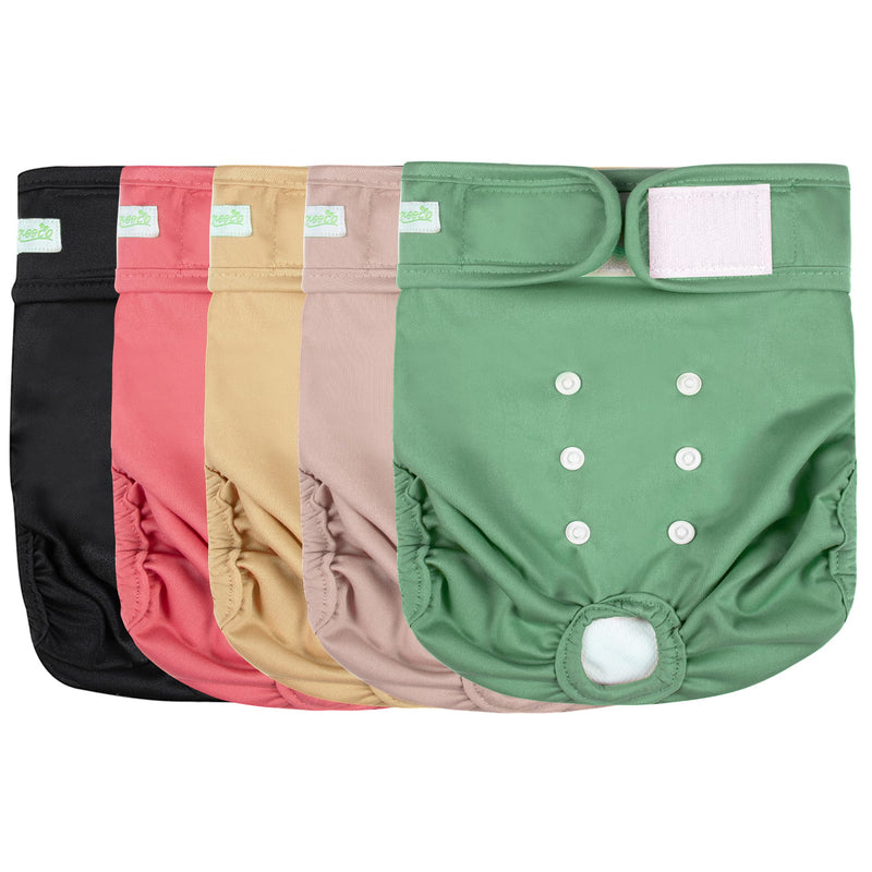 wegreeco Female Dog Diapers, Washable Reusable Pet Puppy Doggie Diapers for Small Medium Large Female Dogs in Heat Period, Doggy Period Panties, 5 Pack, X-Large
