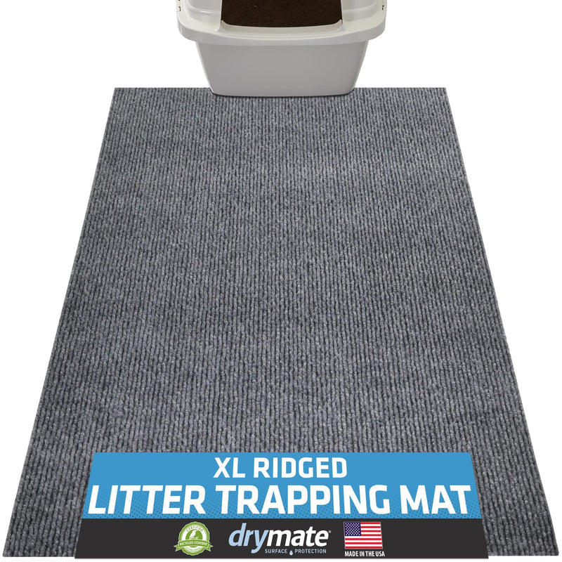 Drymate Cat Litter Box Mat, Litter Trapping Mat, Waterproof, Urine-Proof, Absorbent, Machine Washable, Soft on Paws, Contains Mess, Protects Floors, Kitten Supplies, Grey, 28x36 XL