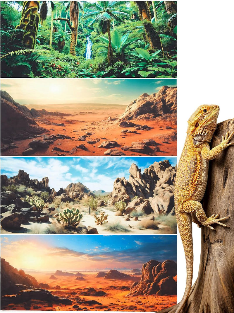 Breling 36 x 18 Inch 4 Pcs Reptile Tank Background,Habitat Scenes, Style1