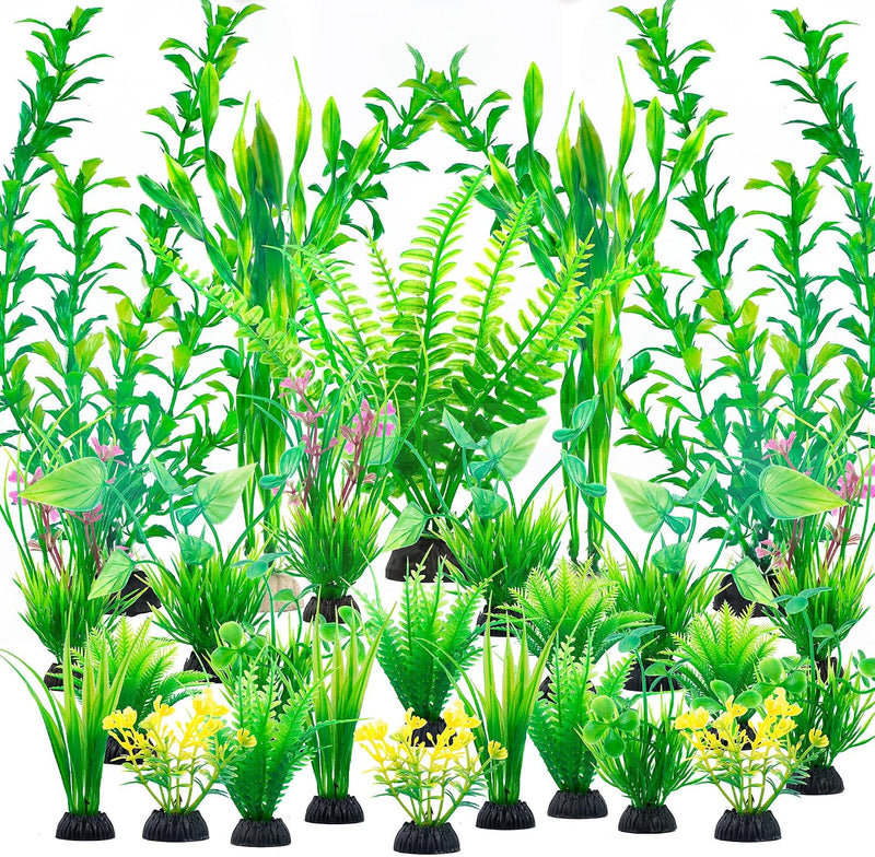 Ameliade Aquarium Artificial Plastic Plants Large Fish Tank Decor, 26PCS
