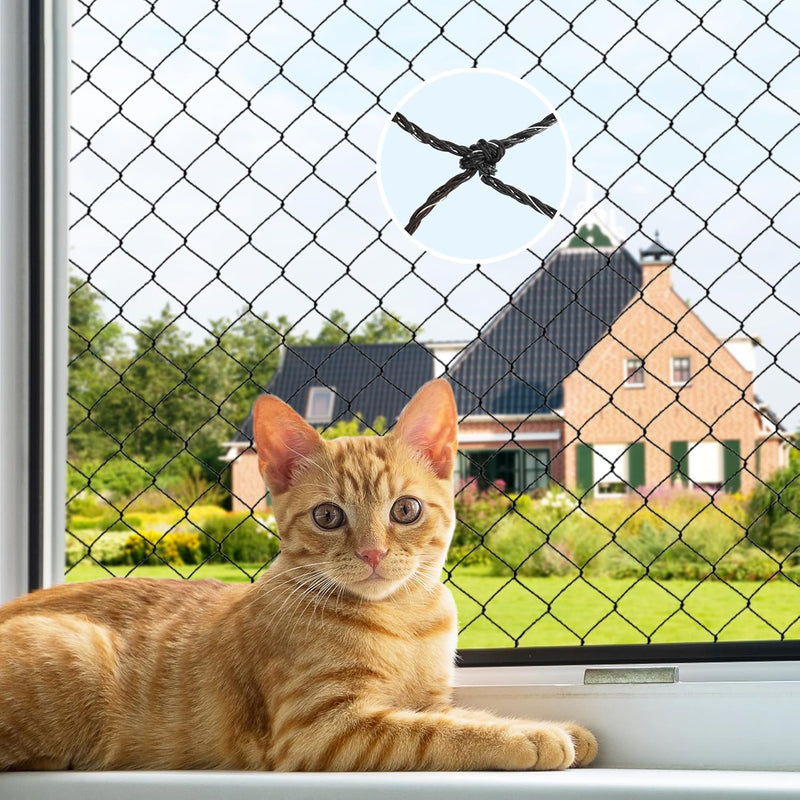 Cat Netting,Balcony Netting for Pets,Steel Wire Reinforced Balcony Screen for Pets, Anti-Fall Cat Net for Balcony and Wi