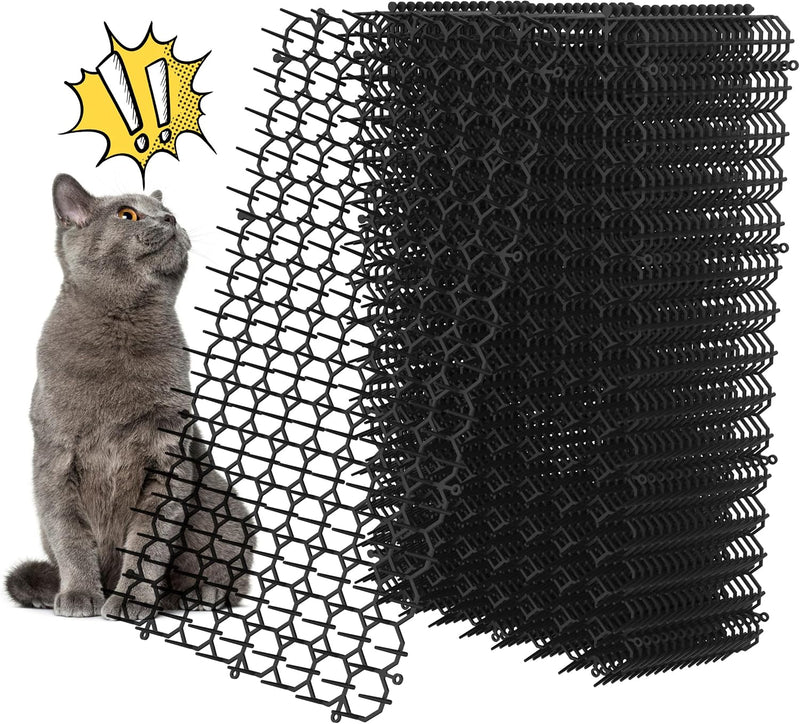 16 x 8 Inch Scat Mat for Cats, 16 Pack Scat Mat with Spikes Outdoor - Cat Deterrent Mat with Strips Digging Stopper, Cat