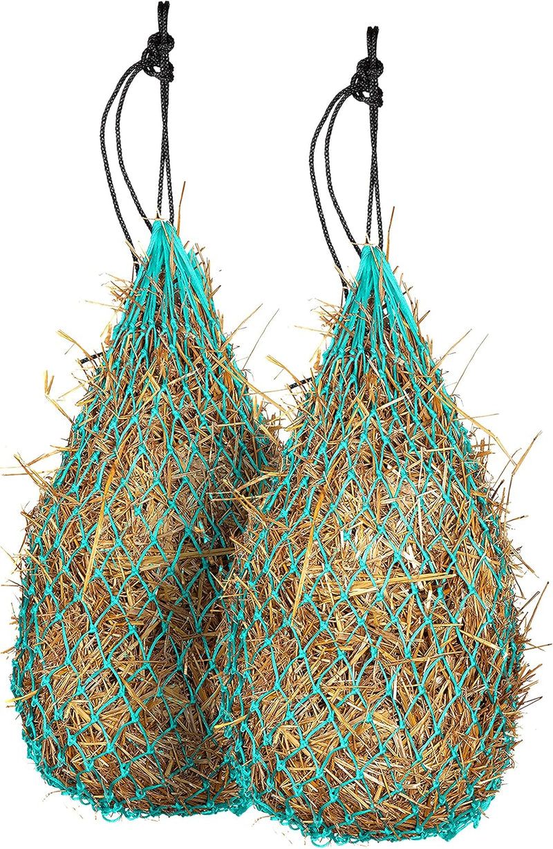 Majestic Ally 2 pcs Slow Feed 42” Hay Net for Horses, Strong Small 2x2” Holes, Nylon Rope Hanging, Adjustable Travel Fee