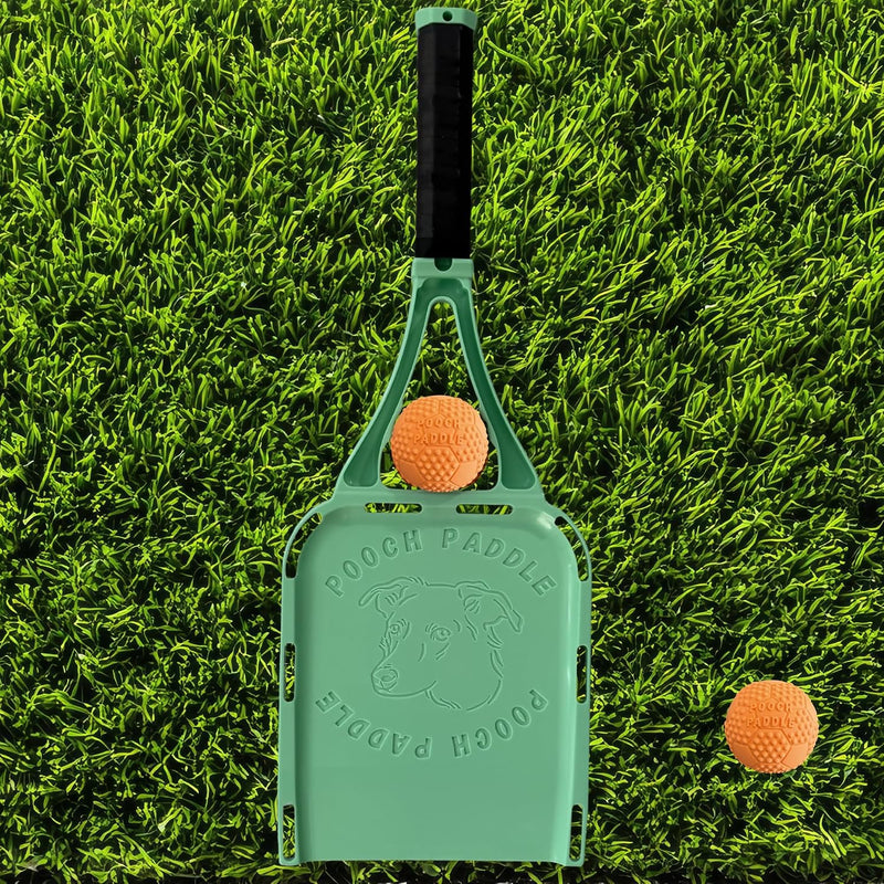 Dog Ball Launcher with 2 Balls - Long-Distance Ball Thrower for Dogs with Ergonomic Grip & Carry Sack โ Hands-Free Picku