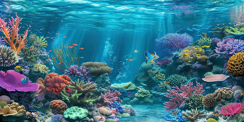 iTapnoom Ocean Floor Aquarium Background, Underwater Tropical Fish Coral Reef Aquatic Nature Plant Fish Tank Backdrop De