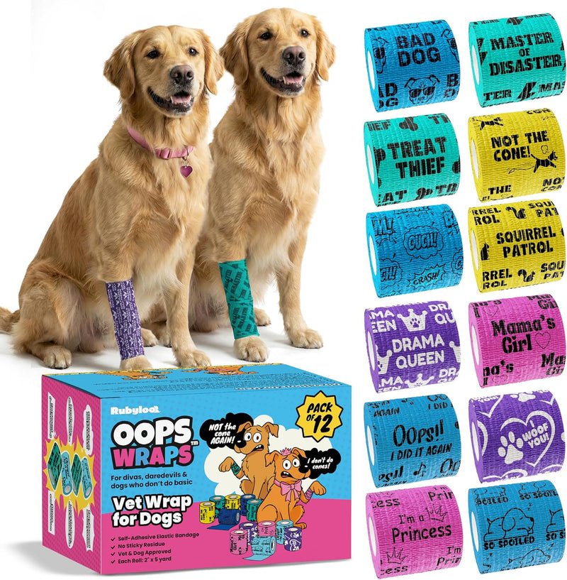 Vet Wrap for Dogs – Funny Dog Bandage for Wounds - 12 Pack of 2