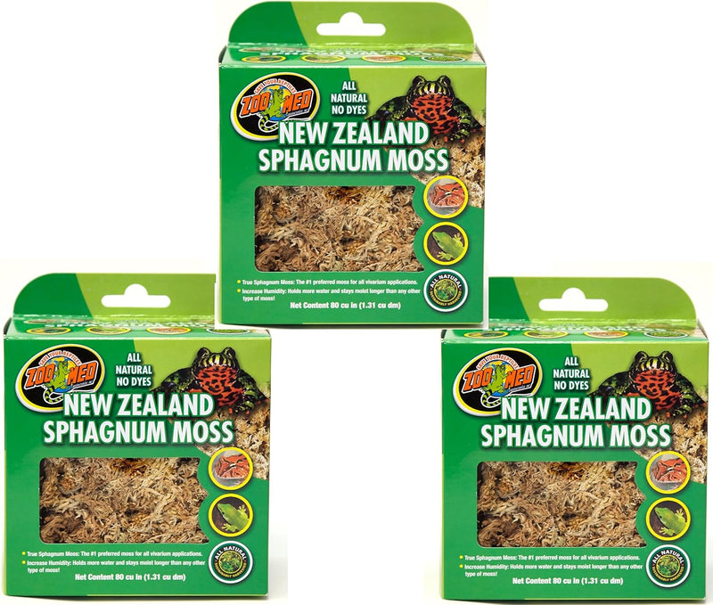 Zoo Med Laboratories New Zealand Sphagnum Moss, 240 Cubic Inch (3 Packages with 80 Cubic Inches Each)
