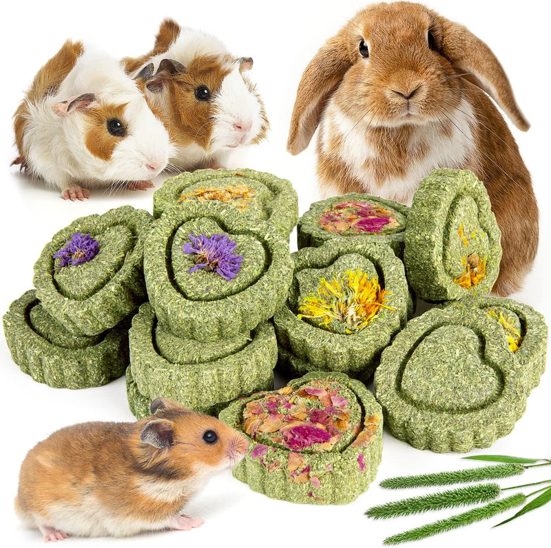 Sofier 12Pcs Timothy Hay Treats Rabbit Toys Bunny Toys Guinea Pig Natural Chews for Teeth Handmade Rabbit Chews and Trea