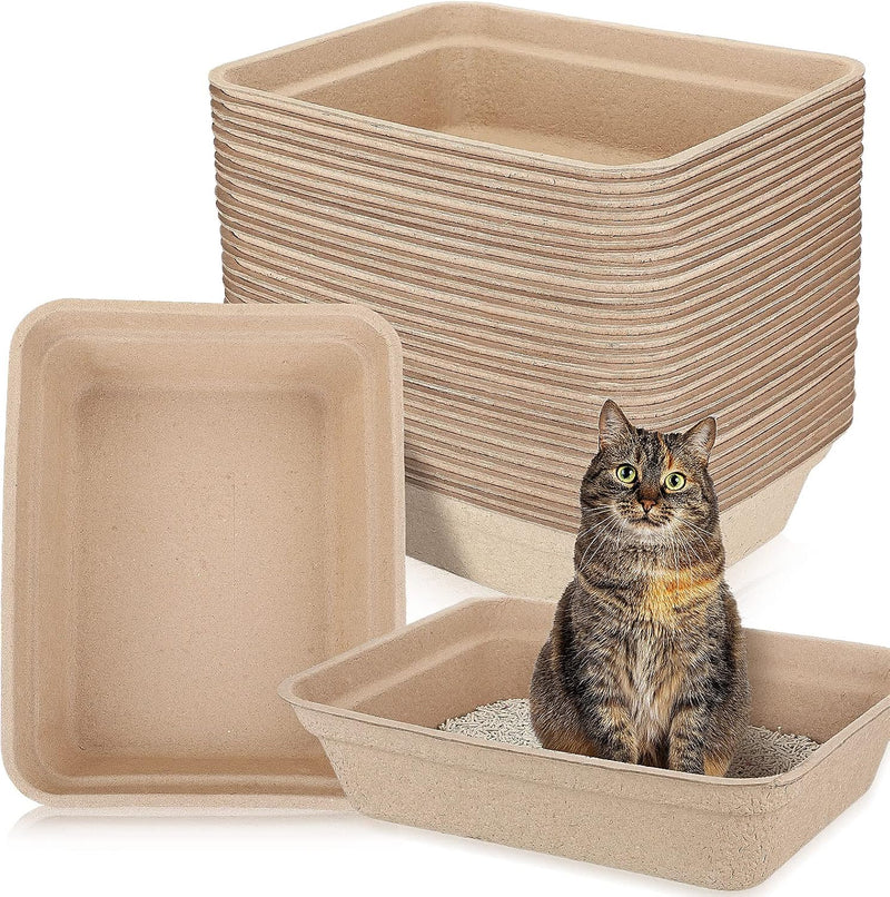 Ramede 30 Pack Disposable Litter Box 16.7 x 12.8 x 4.1 Inch Cat Litter Tray