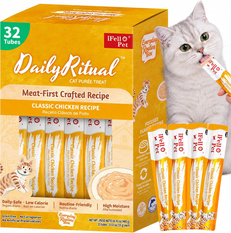 Cat Treats High Moisture High CLASSIC & CHICKEN RECIPE 15g Each, 32 Tubes