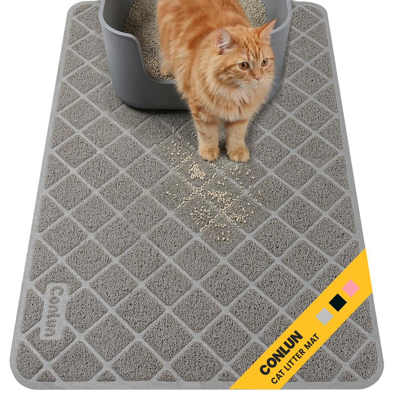 Conlun Cat Litter Mat Litter Trapping Mat, Premium Durable PVC Grid Mesh with Scatter Control, Non-slip, Less Waste Cat Litter Box Mat, Soft on Kitty’s Paws, Urine Waterproof, 24