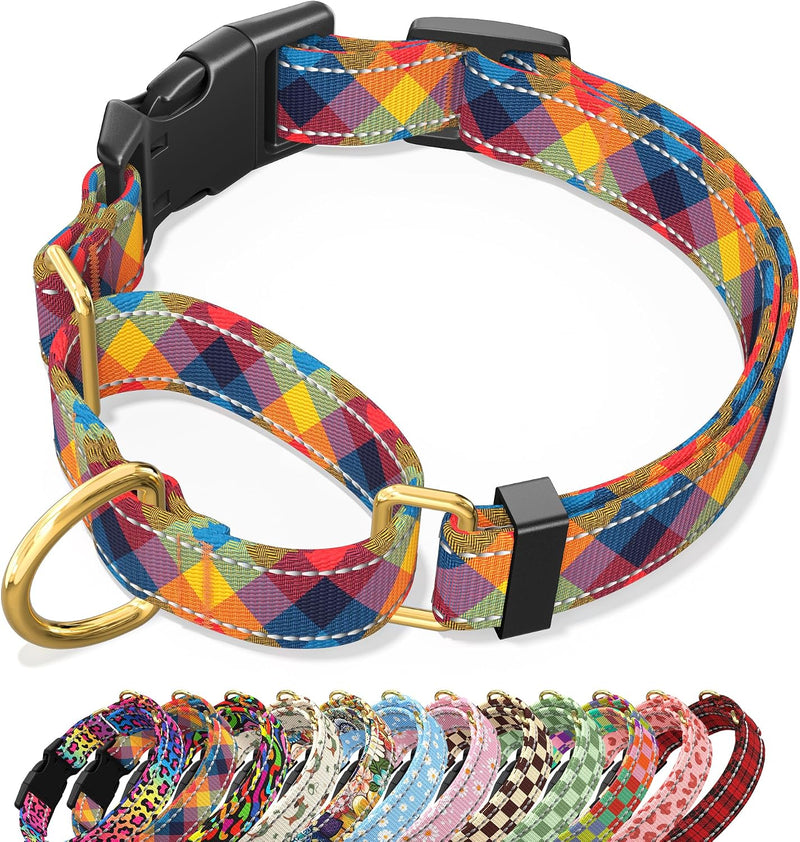 Martingale Dog Collar for Large Dogs, Reflective Puppy Collars,Multi Tartan