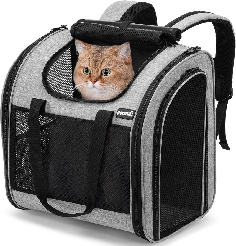 Pecute Cat Backpack with Widened Interior Space, Upgraded Dog Backpack Carrier with Various Ways to Carry, Pet Backpack