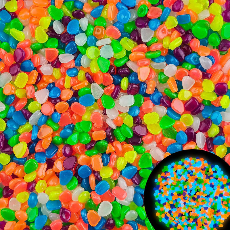 800pcs 5-8mm Colorful Glow in The Dark Garden Pebbles Stones 5-8mm Luminous Stones Glow in The Dark Rocks Outdoor Glow P