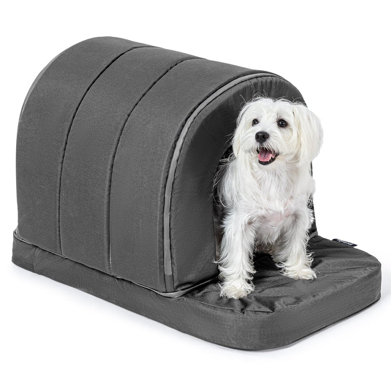 PELZIN Orthopedic Dog Bed House - Outdoor Waterproof Dog Tent with Washable Removable Cover - Durable Indoor Pet Cave Bed for Small Breeds & Fits 24-Inch Crate - 23