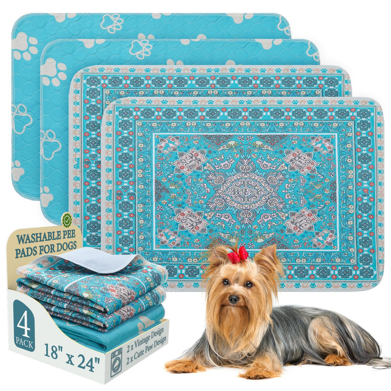 Homimp Washable Pee Pads for Dogs, 4 Pack Reusable Puppy Pads, Absorbent and Leakproof Dog Pee Pads, Non Slip Puppy Training Pads, Pet Mat for Floor, Crate, Couch, Whelping, 18