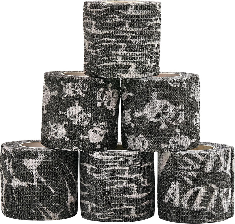 6 Rolls Self-Adhesive Bandage Wrap Grip Tape Wrap Cover Tattoo Cohesive Elastic Bandage for Tattoo Machine and Animals W