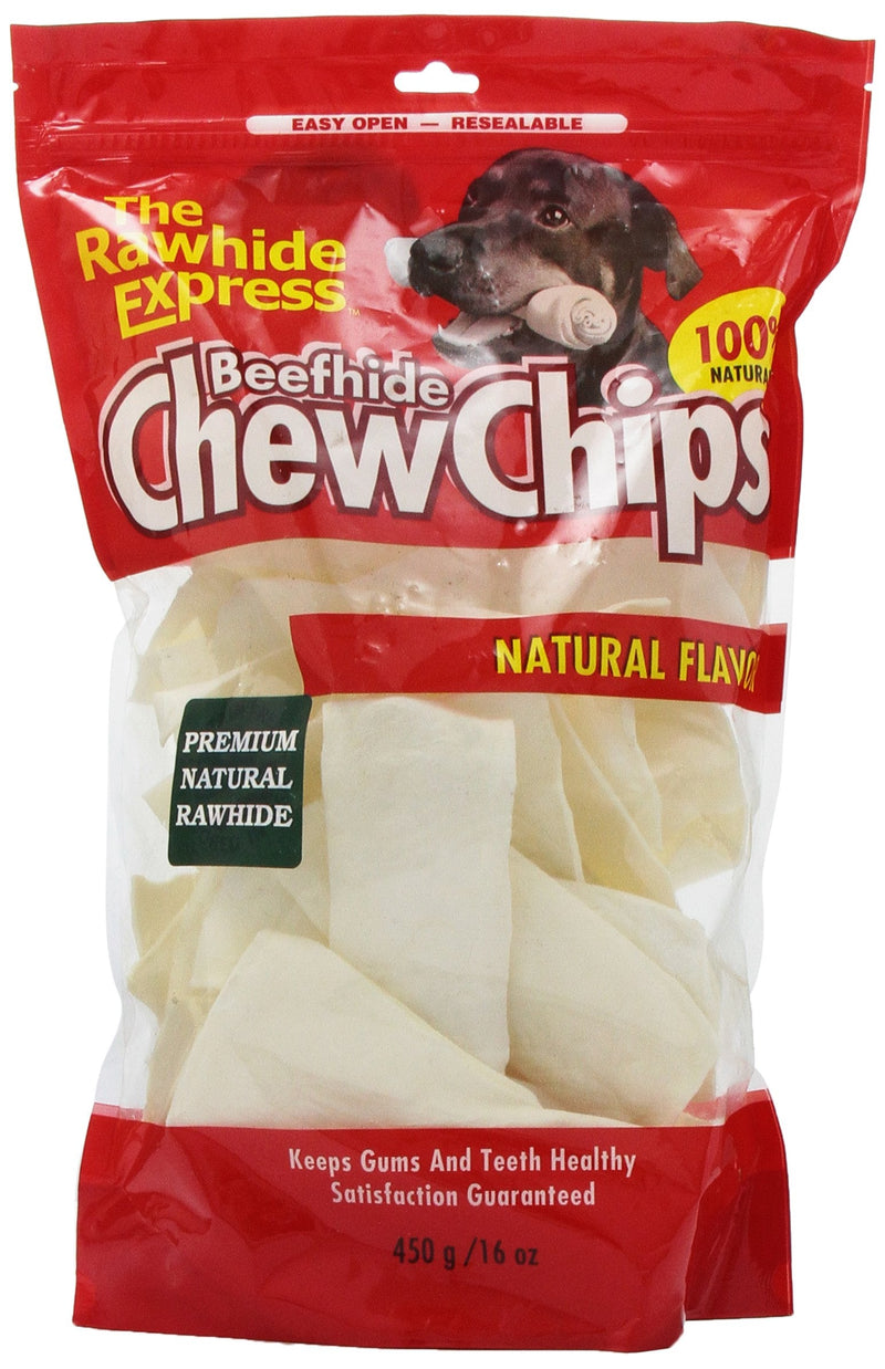 The Rawhide Express Natural Rawhide Strips/Chips Dog Chew, 16 Oz 450 G