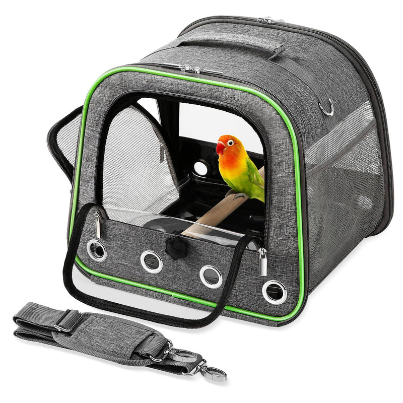 Suertree Upgraded Small Bird Carrier, Lightweight and Portable Travel Bird Cage with Stand and Easy Clean Tray, Parrot Parakeet Cockatiels Bird Travel Cage
