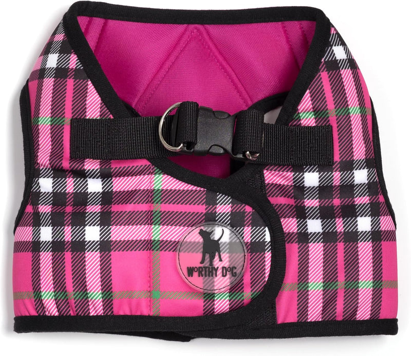 THE WORTHY DOG Easy Step-in Mesh Harness for Small Dogs, Hot Pink